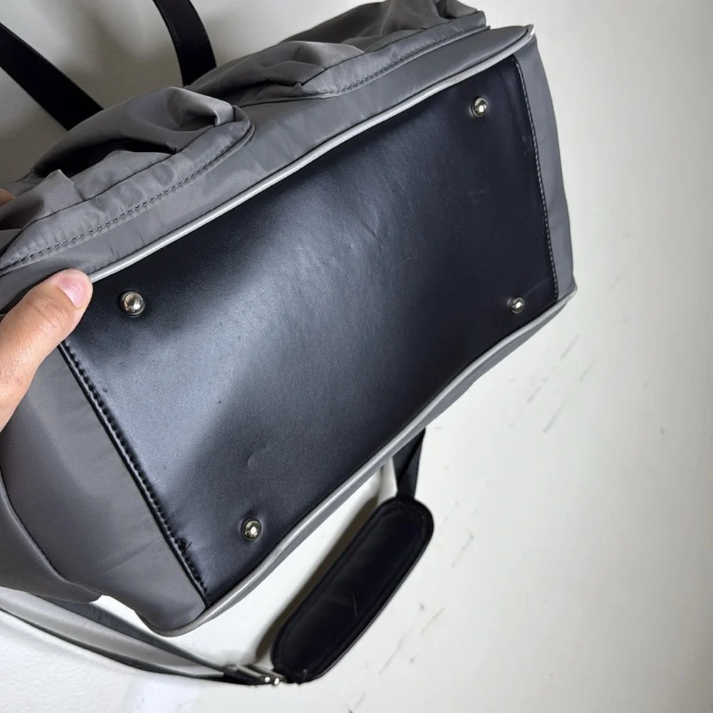 Adrienne Vittadini Gray and Black Laptop Work Tote Bag